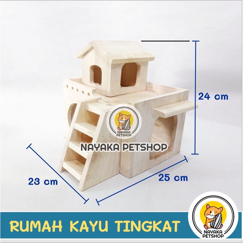 Rumah Hamster Kayu Tingkat Kandang Syrian Tupai Wooden Home House Sarang Hewan