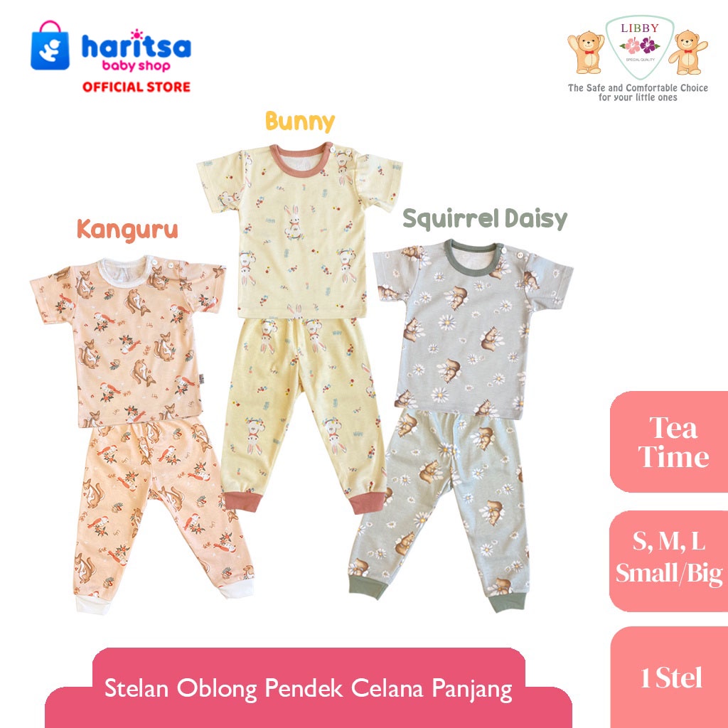 LIBBY Stelan Oblong Pendek - Celana Panjang Motif Tea Time (1 stel) Motif Terbaru