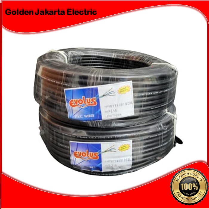 Kabel listrik Serabut Tebal 2x1.5 mm 50M Evolus Hitam Putih NYYHYO / NYMHY