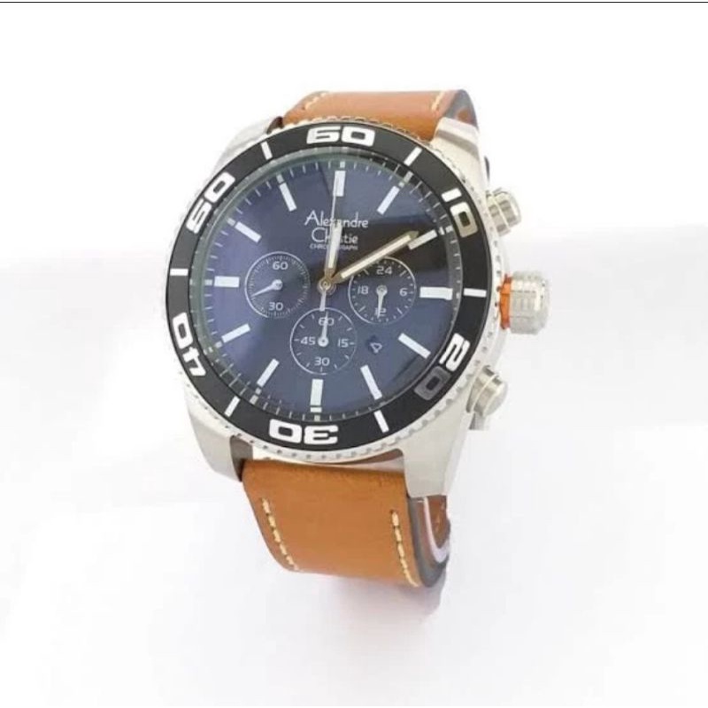 ALEXANDRE CHRISTIE 6500 MC BLACK BROWN JAM TANGAN ORIGINAL RESMI