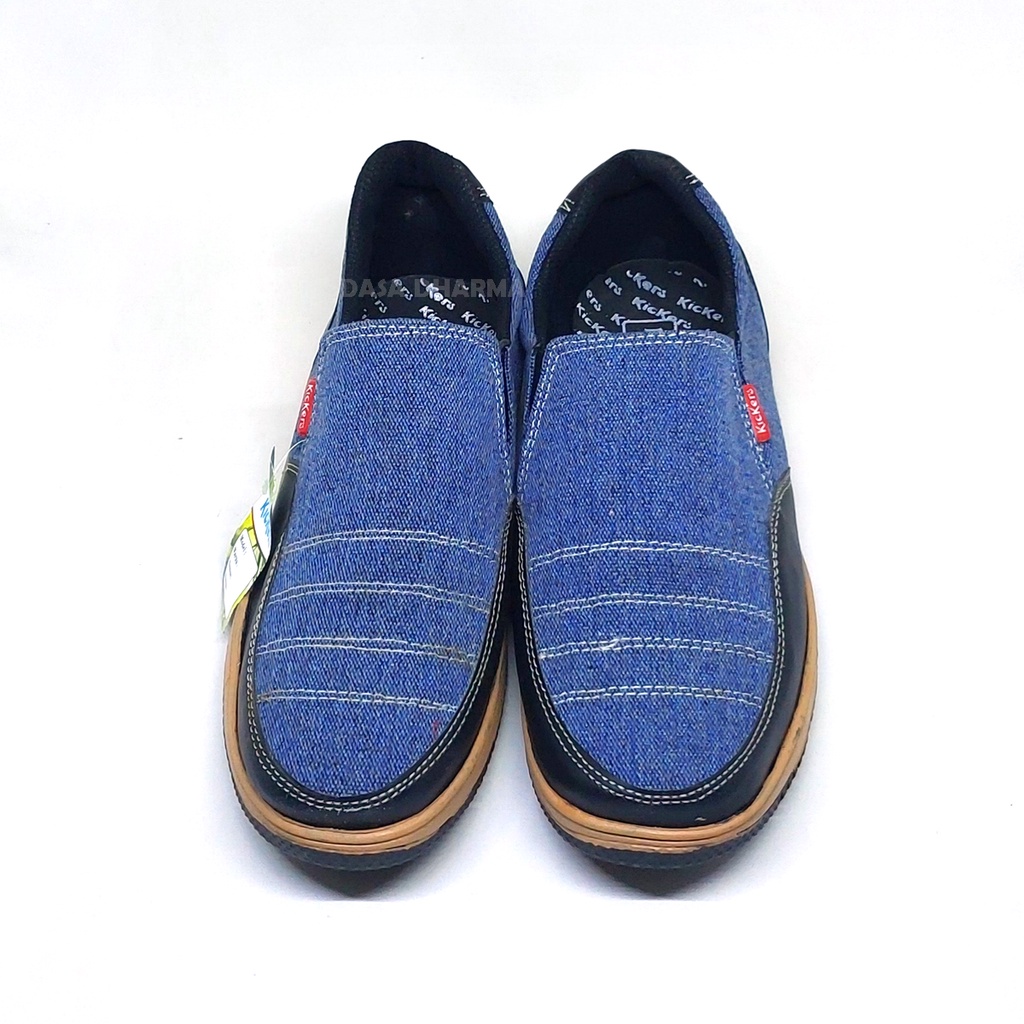 Sepatu Slip On Pria Casual Warna Biru Size 39 - 43