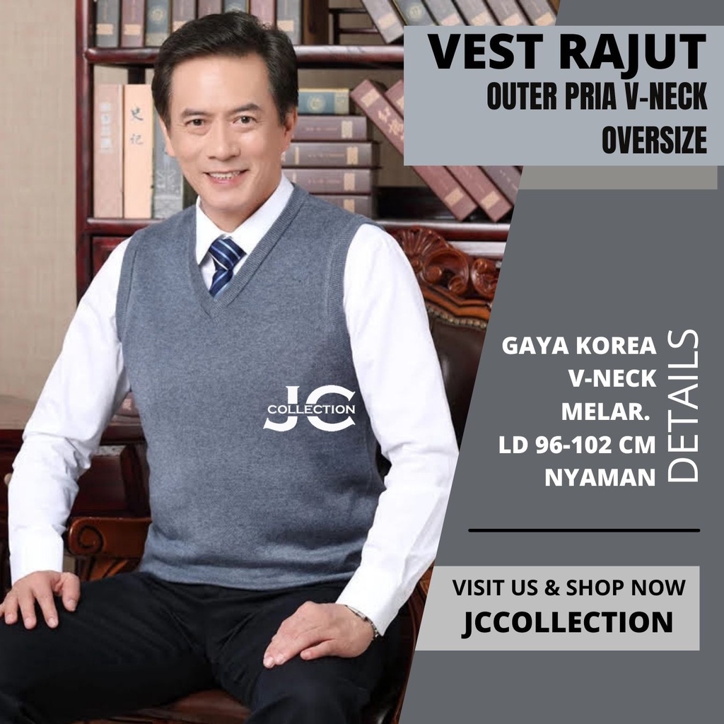 Rompi Kantor Unisex Korean Look / Vest Korea V-Neck / Rompi Pria Rajut Knitting JCCollections