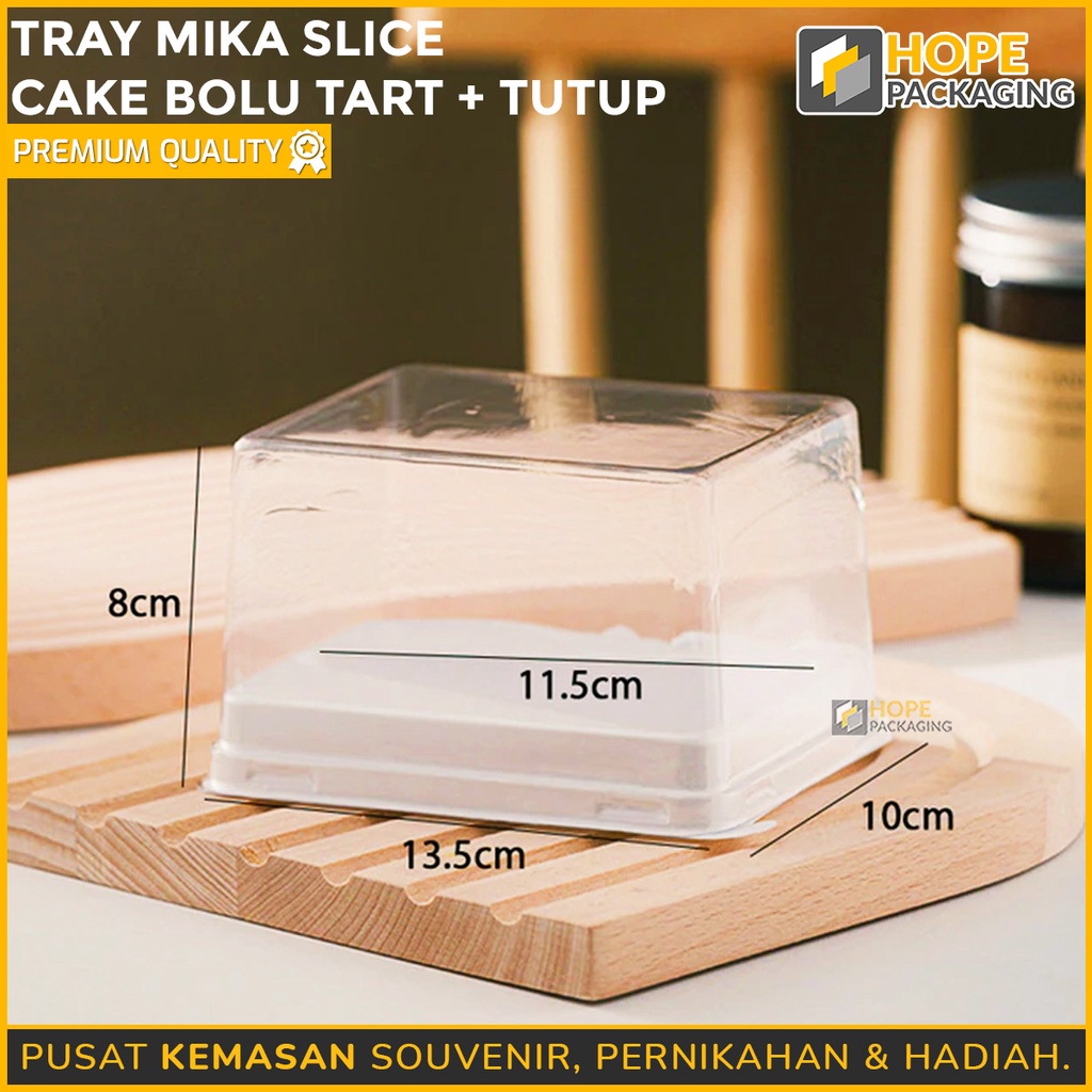 [ 5 PCS ] Tray Mika Putih Matte Slice Cake Bolu Tart + tutup