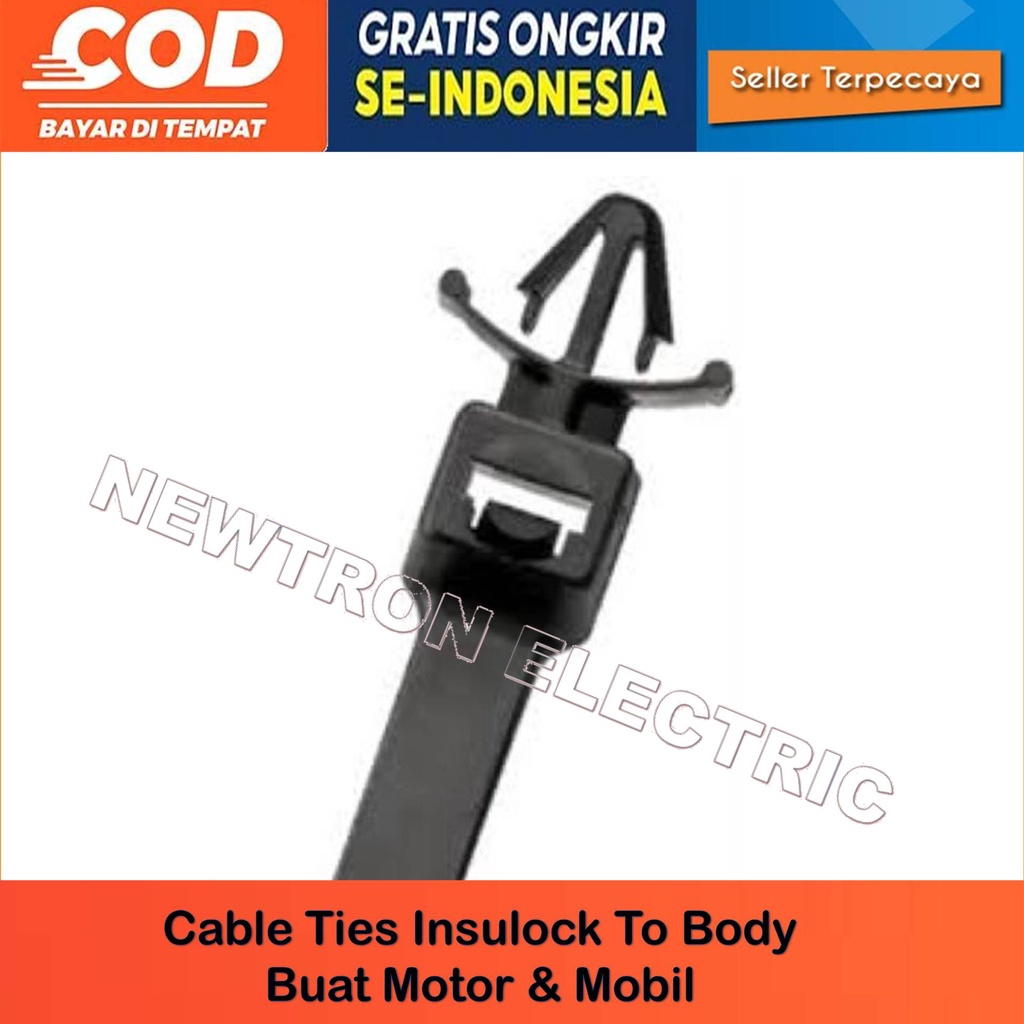 Nylon plastik Pengikat kabel Klip Panah / Insulock To Body kabel Ties