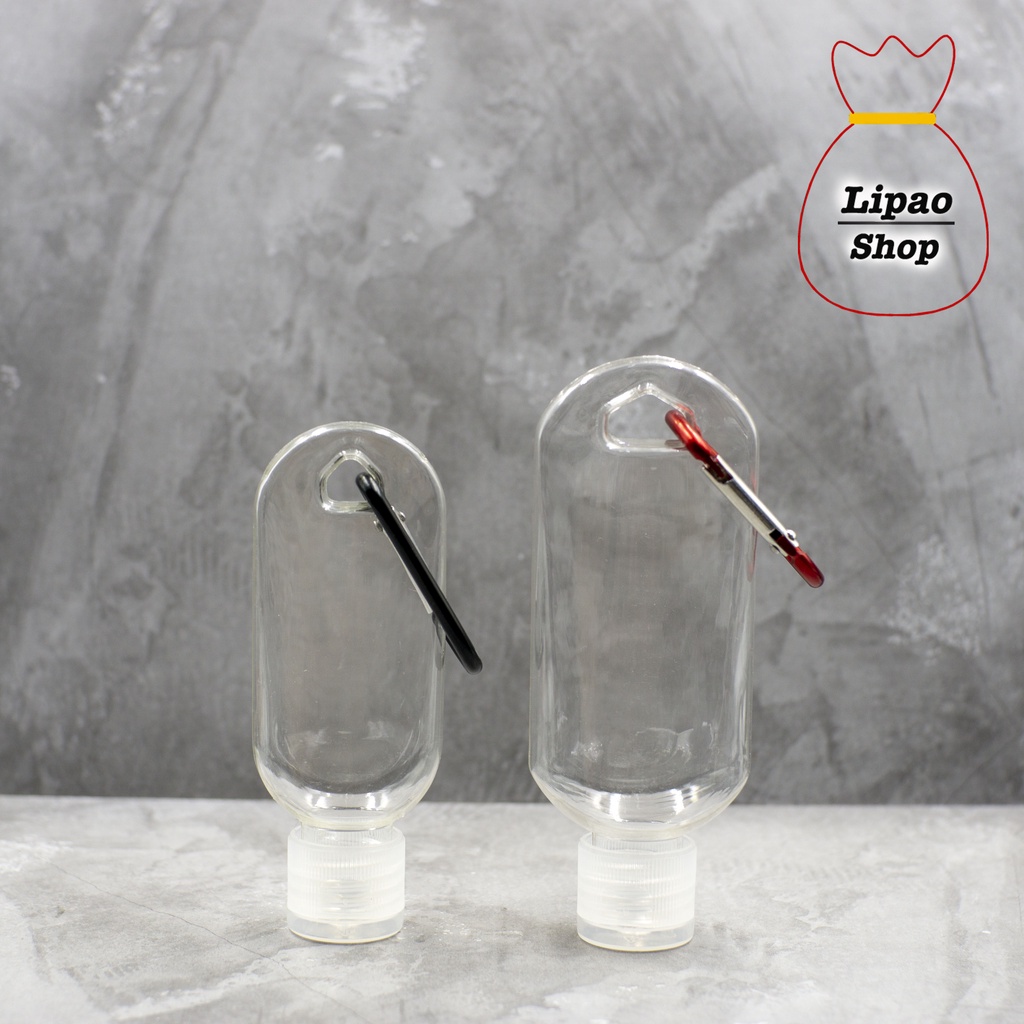 Botol Fliptop 30ml / 50ml Plastik Gantungan / Carabiner Sanitizer Gel