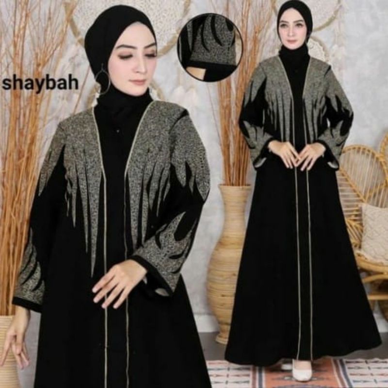 Abaya Couple ibu Anak Sepasang Bordir Hitam Gamis Saudi