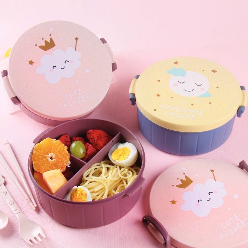 Lunch Box Tempat Makan Anak Sekolah Bekal Makan Anak Lucu sekat 3 Bulat