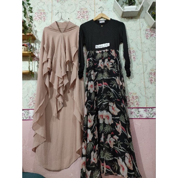gamis preloved SARKIS set Khimar syar'i Dress second pl muslimah syari maxy umbrella Cerruty
