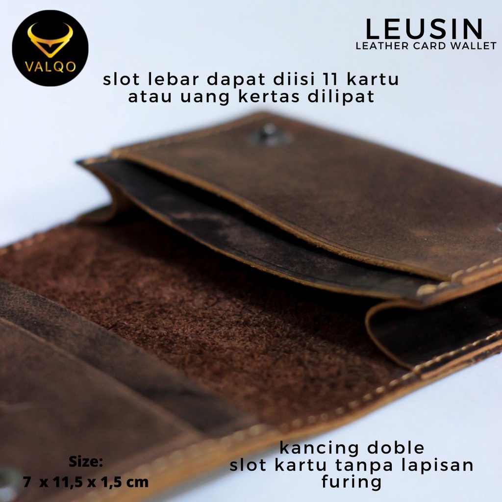 [VALQO] LEUSIN Batik Dompet Kartu kulit Sapi ID Card holder Cowok Cewek Pria Wanita bisa COD