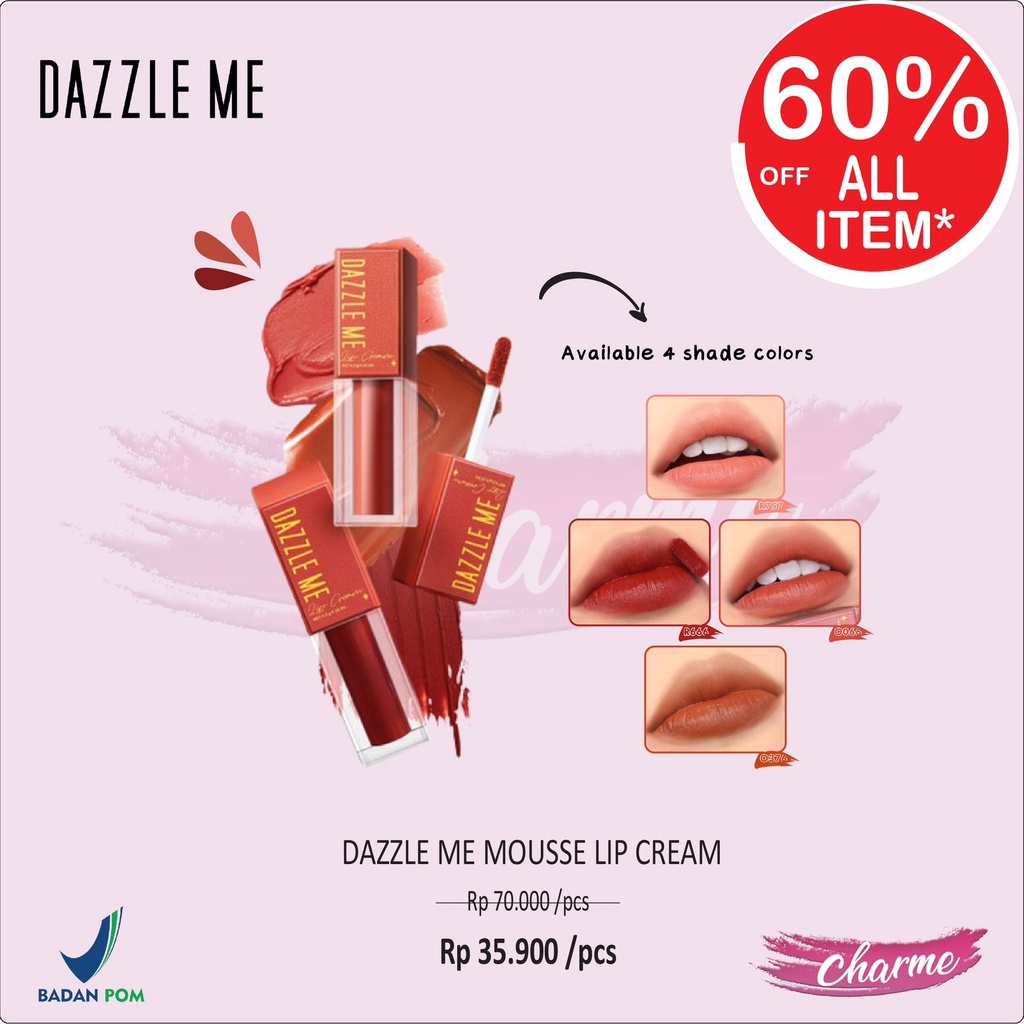 (READY &amp; ORI) DAZZLE ME MOUSSE LIP CREAM LIP MATTE BPOM ORIGINAL VIRAL TIKTOK