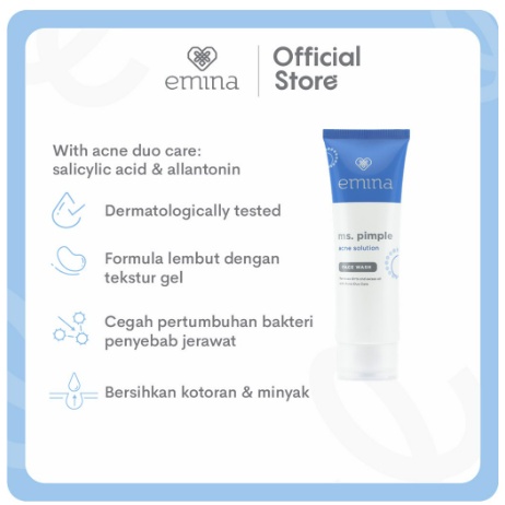 Emina Ms Pimple Acne Solution Face Wash 50ml | Pembersih Wajah