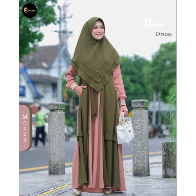 Nara dress| dress kekinian | gamis lebaran  by emka hijab