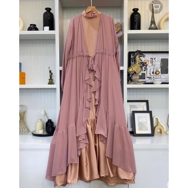 LONG MAXI WANITA 2IN1 POLOS PREMIUM WANITA GAMIS 2IN1 POLOS BASIC WANITA INNER SATIN LICIN PREMIUM M