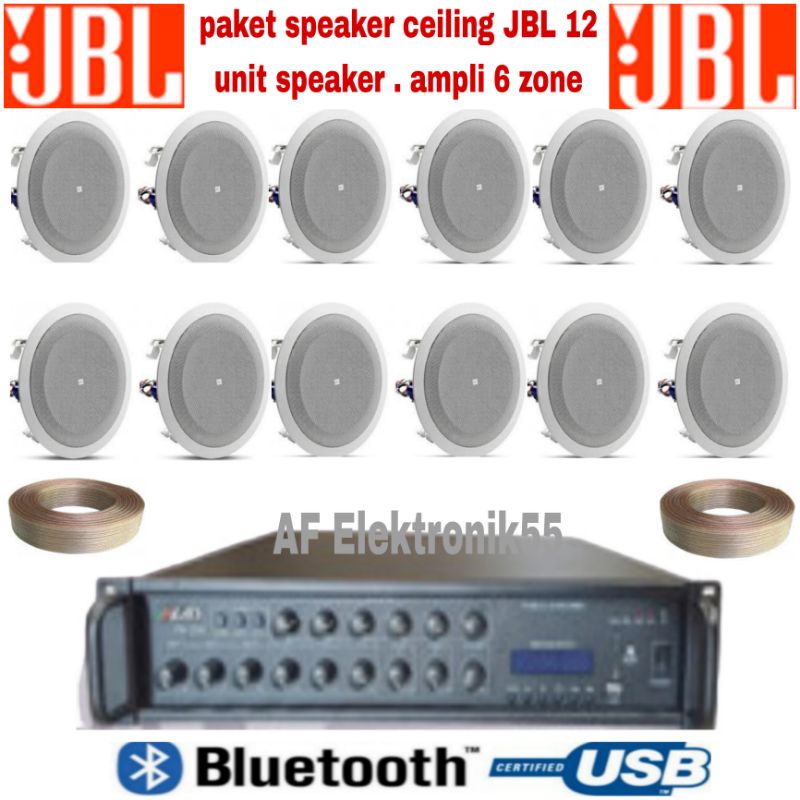 Paket Speaker Ceiling JBL 12 Unit Speaker ( 8 Inch ) Ampli 6 Zone Original