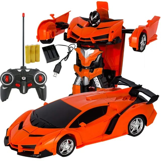 mobil remote control transformer mobil RC jadi robot 1:18 baterai cas