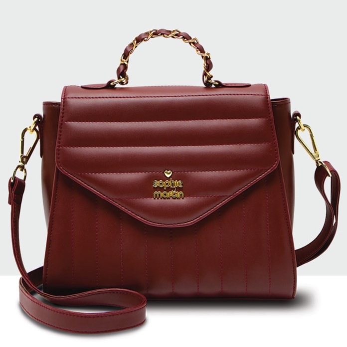 SOPHIE PARIS TAS SLING BAG WANITA SOPHIE MARTIN SELEMPANG SHOPIE MARTIN VALLIE BOWLER MAROON