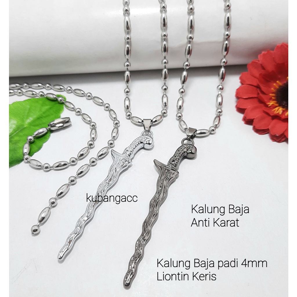 Kalung Baja Liontin Model kris Kalung Baja Pria Anti Karat Kalung Monel Model Padi Kalung Keren