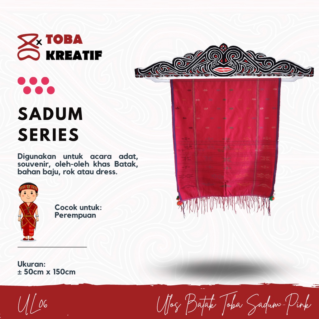 Kain Ulos Batak Toba Sadum Pink