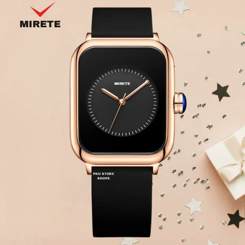 MIRETE Watch Jam Tangan Wanita Original Tahan Air Strap Silikon Model Persegi Import Mewah Elegan Sporty Berkualitas Murah | Jam Tangan Fashion Cewek Realpict Dijamin Sesuai Foto