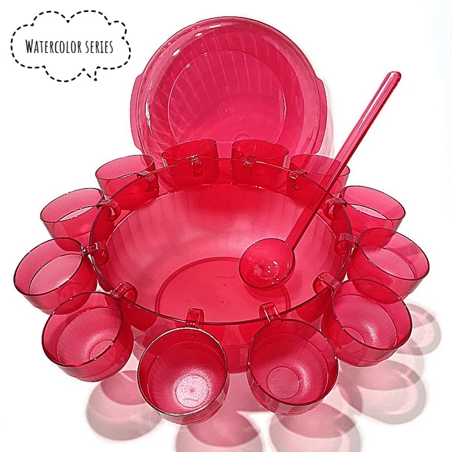 watercolor set pink ( bowl + tutup + ladle + cup 10pc