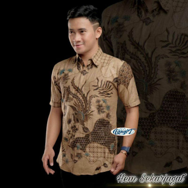 KEMEJA HEM BATIK PRIA KEKINIAN LENGAN PENDEK KATUN SIZE M L XL XXL TERMURAH TERBARU