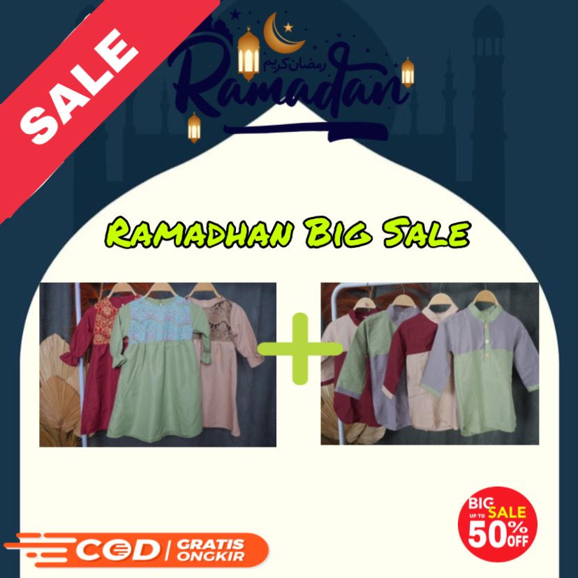 Kumagi - Paket Combo Setelan Anak Baju kokoh Lengan Panjang &amp; Baju Gamis Anak Perempuan Baju Muslim