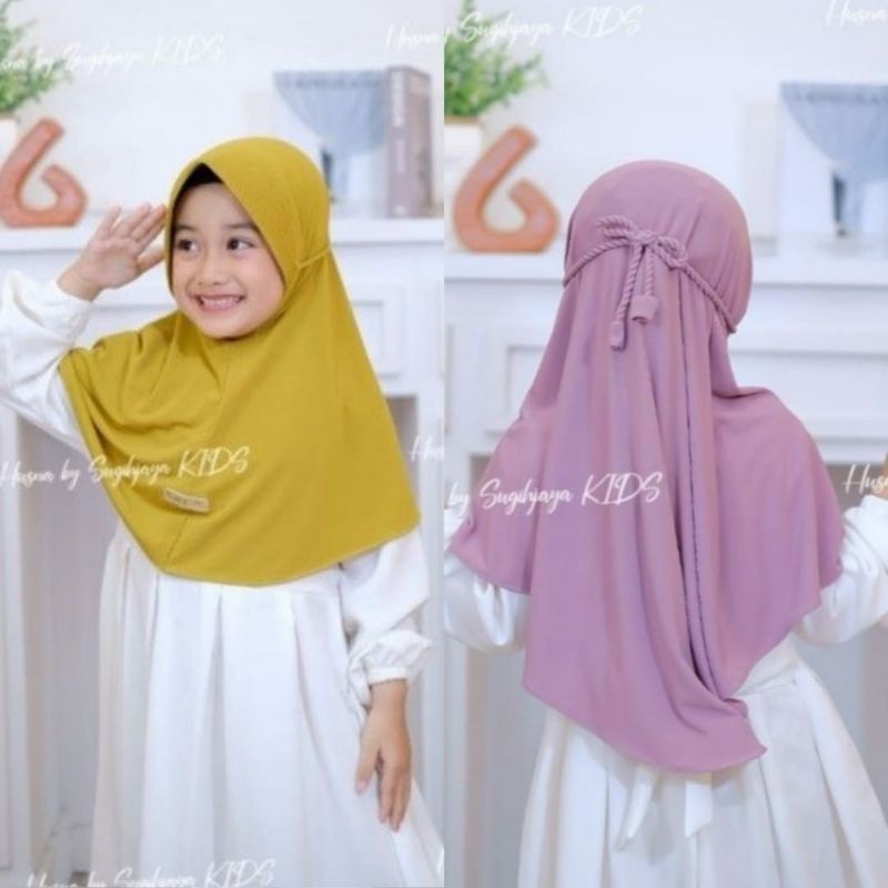 Hijab bergo tali tambang anak/Jilbab pad ropel kids