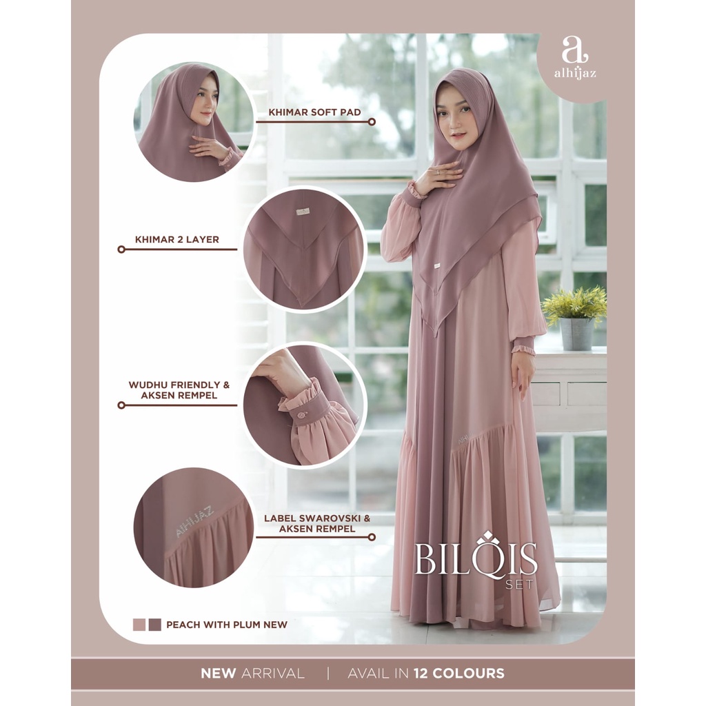 Gamis Set Khimar BILQIS Al-HIJAZ peach with plum