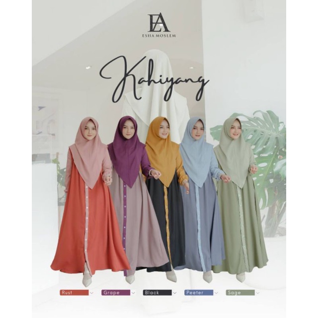 Gamis abaya set kahiyang by esha moslem original product ( ready stock ) / gamis grosir nurita