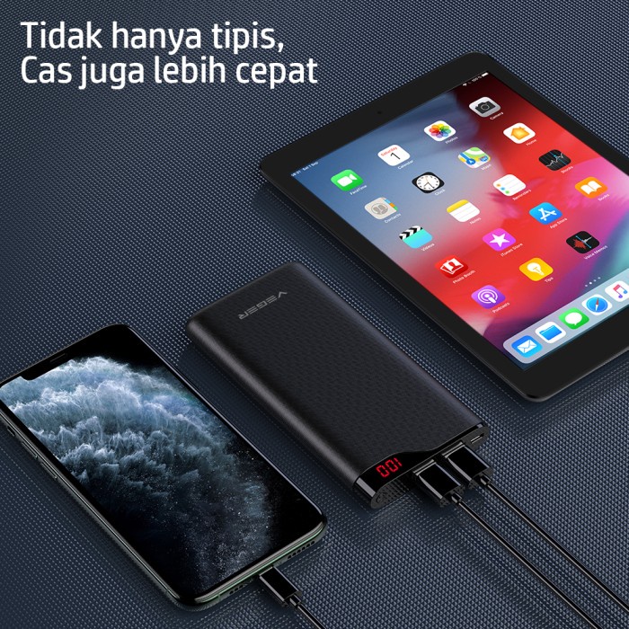 VEGER X108 POWERBANK 10000MAH 2 PORTS USB OUTPUT 2.4A LED DIGITAL