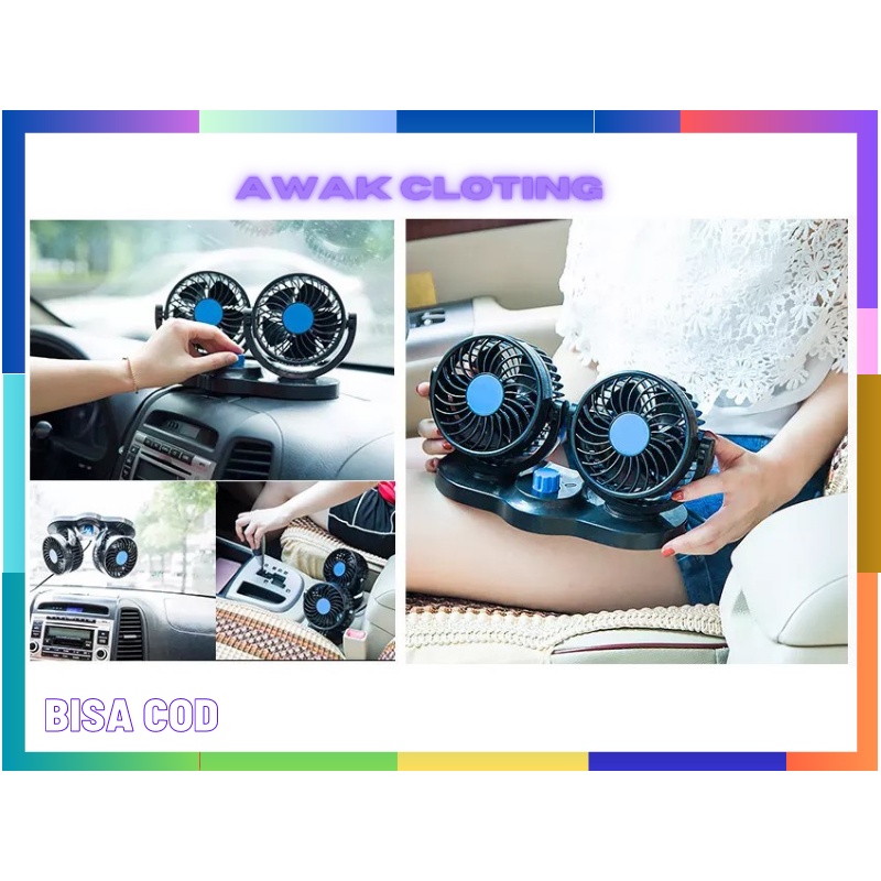 PROMO KIPAS ANGIN MOBIL DOUBLE ANGIN KENCANG DC 12 VOLT
