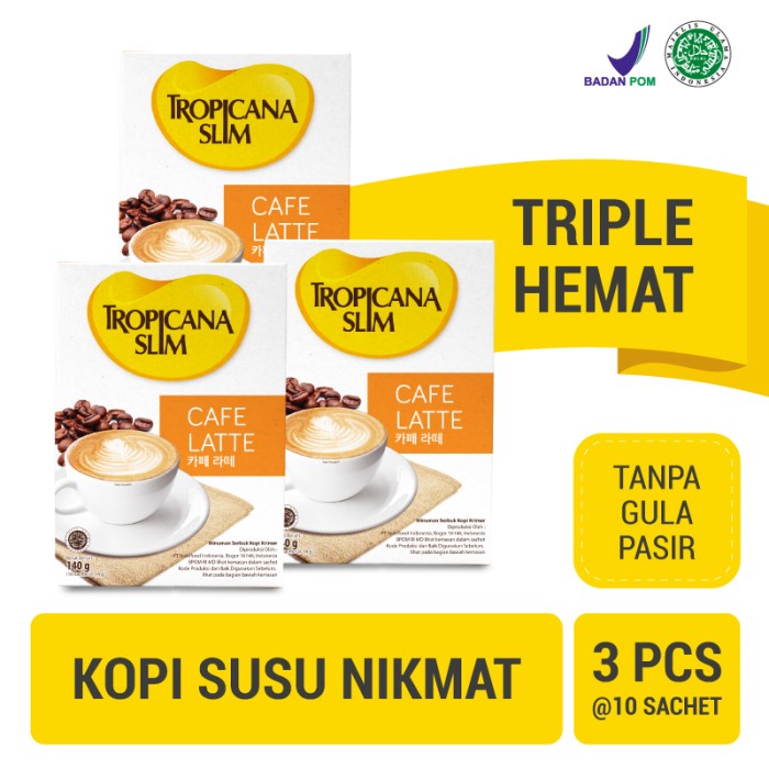 

Triple Pack: Tropicana Slim Cafe Latte (10 Sachet) - Sugar FREE