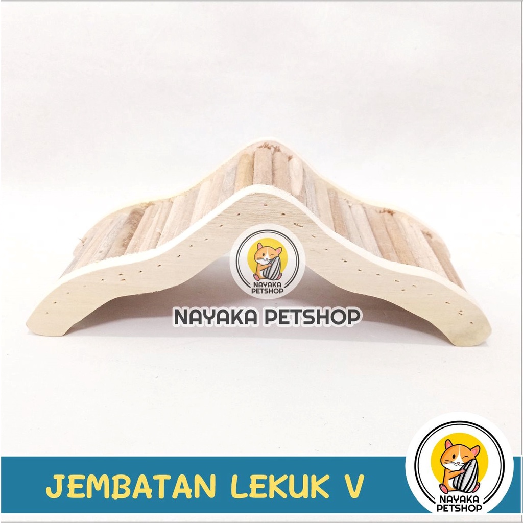 Jembatan Kayu Hamster Lekuk V Besar Wood Bridge Mainan Hewan