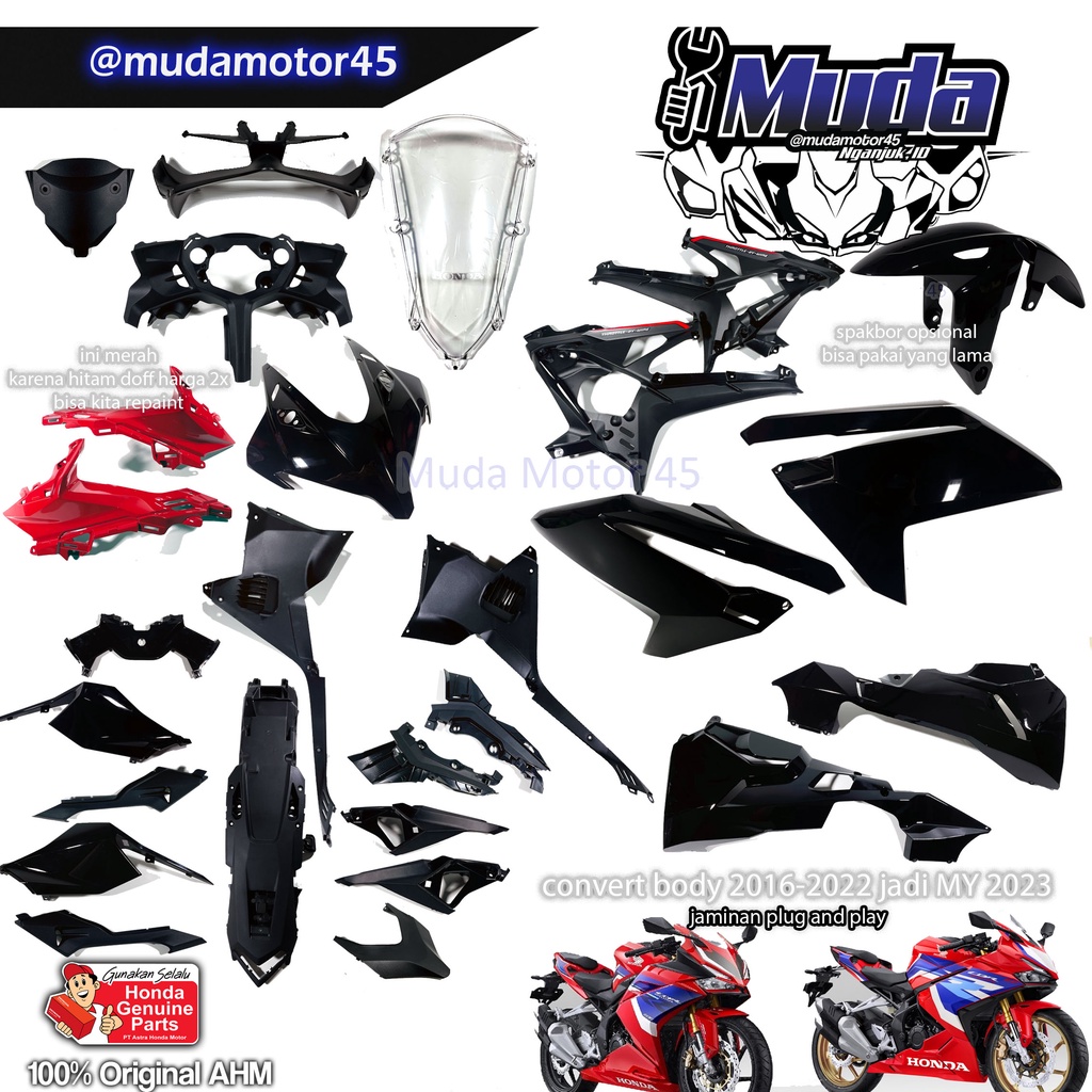 BODY FAIRING SET CBR250RR K64N CONVERT LAMA KE BARU 2023 64210-K64-NP0 FRONT REAR COWL SIDE BODY SAY