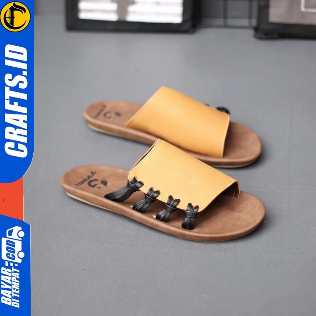 Sendal Selop Pria Kulit Asli Sendal Casual Crafts Haskur