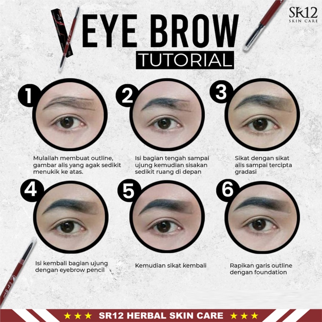 Pensil Alis Perfect Eye Brow &amp; Eye Liner SR12 | Eye Brow 2in1 | Eye Brow Waterproof | Pensil Alis SR12 | Pensil Alis 2in1 | Mempercantik Alis | Kuas Pencil Alis Coklat Bpom Mudah Diaplikasikan | Kosmetik Mata