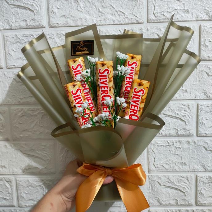 Snack Bouquet Silverqueen 28gr / Bucket Buket Bunga Coklat / Hadiah