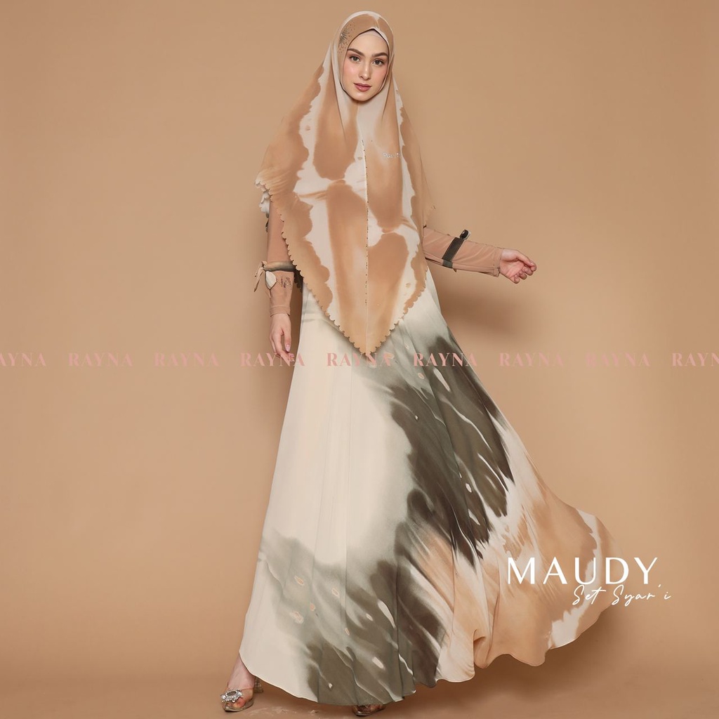 MAUDY SET by Rayna Gamis Set Khimar Syari Motif Abstrak Simple Elegan Premium Original Brand