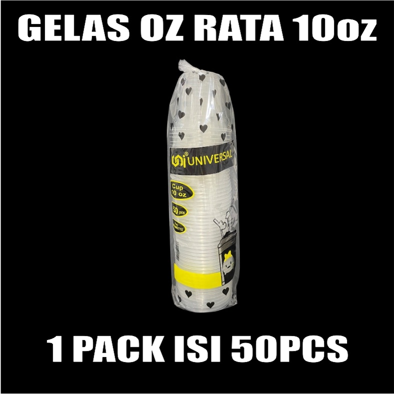 Gelas oz Rata 10oz Bening Cup Plastik Datar Per Pack Murah