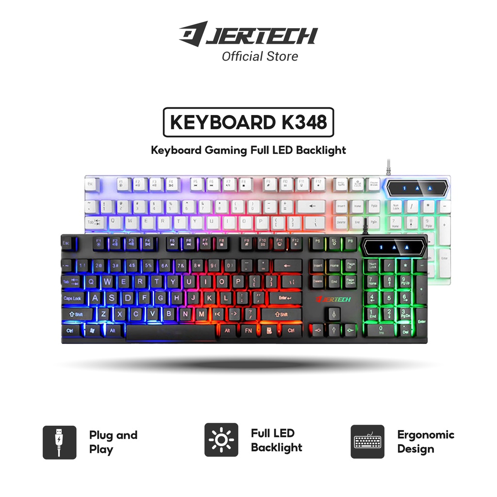 JERTECH Keyboard Gaming Kabel Usb K348 Full LED Backlight