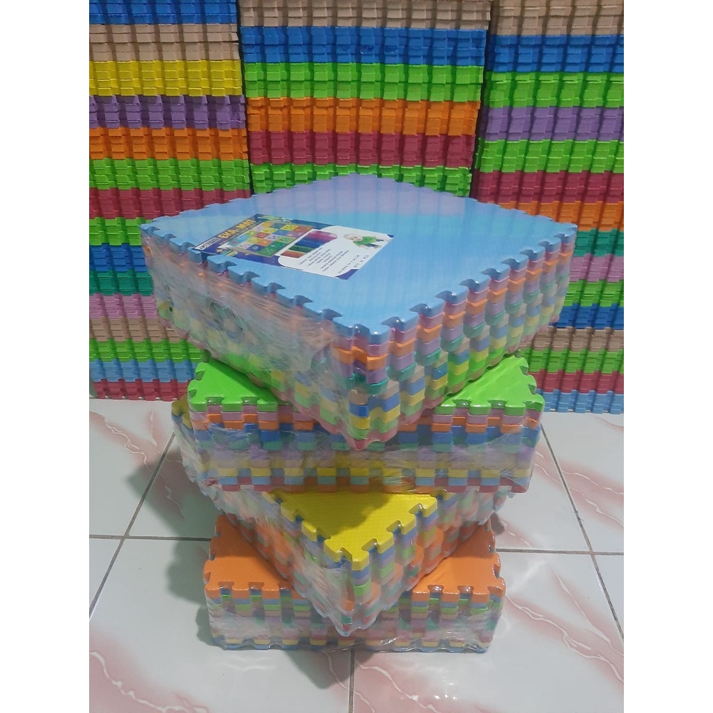 Matras Puzzle Karpet lantai Karpet Puzzle 30x30x1cm Alas Bermain Anak Kombinasi Warna