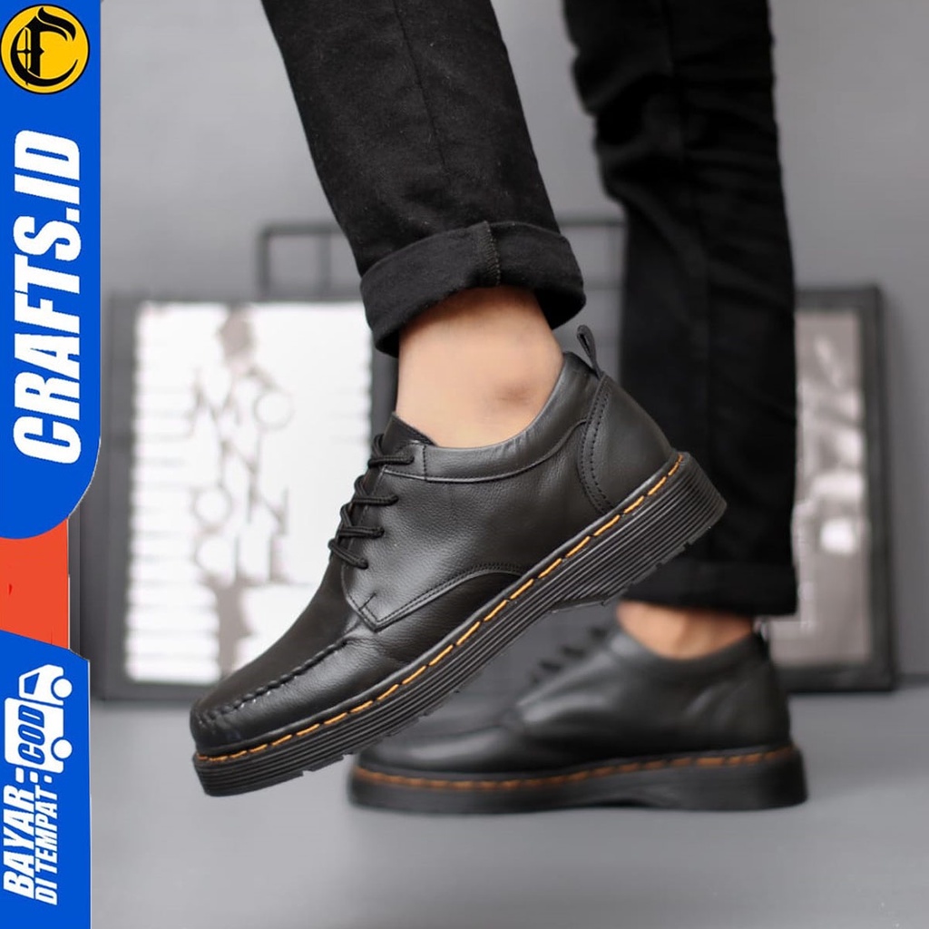 Sepatu Formal Pantofel Low Boots Docmart Kerja Pria Kulit Asli Crafts Abbandon