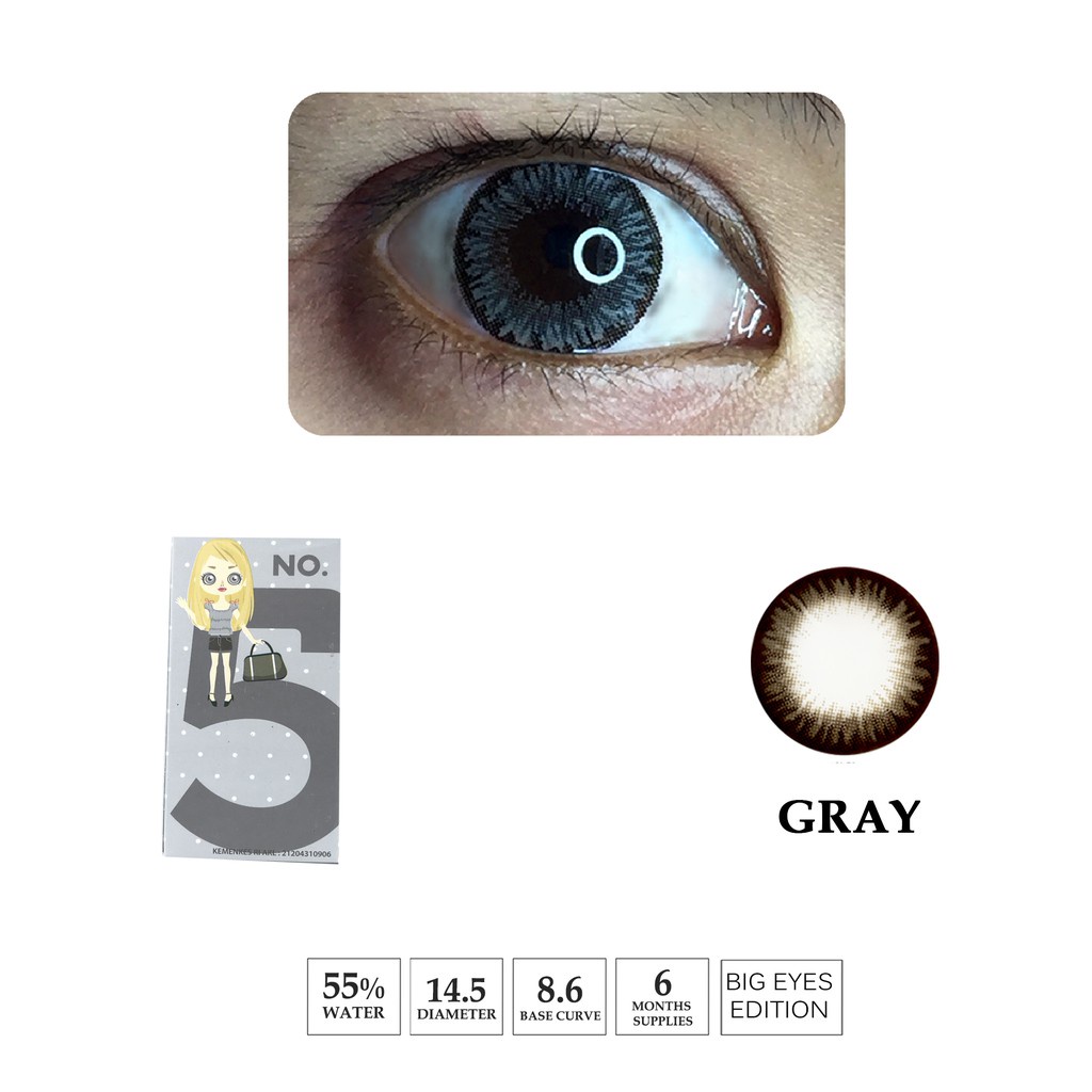 Softlens Normal Alice No 1 sd 6 Brown &amp; Grey lensa warna