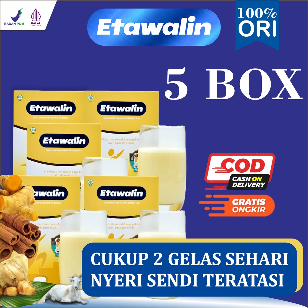

[DISTRIBUTOR RESMI] 5 BOX Etawalin 100 Original Susu Kambing Etawa Tingkatkan Kepadatan Kesehatan Tulang Sendi Susu Anti Pengapuran Sendi Asam Urat Rematik Reumatik Nyeri Sendi Cocok Untuk Lansia 200gr