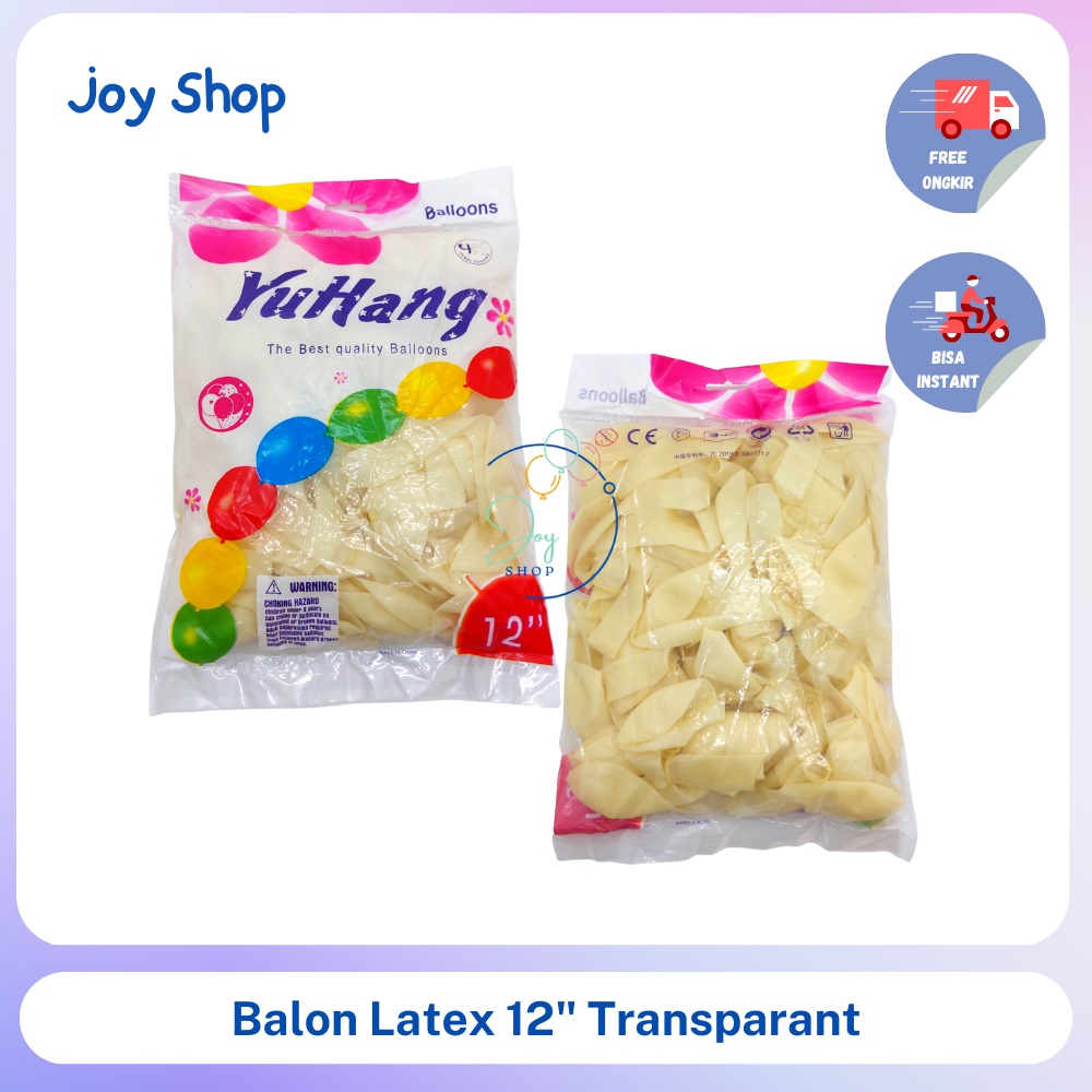 Balon Latex Bening 12" Transparant isi 100 Yuhang Transparan 12 inch