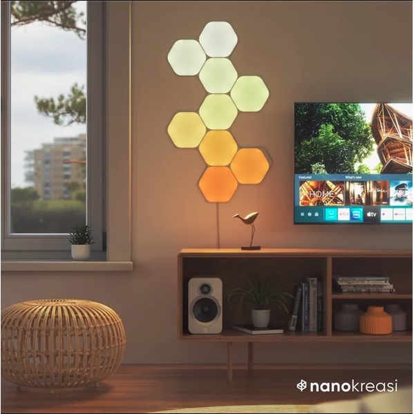 Nanokreasi Shapes Hexagon Starter Kit | Lampu Dinding | Lampu Kerja | Lampu DJ Streaming Gaming