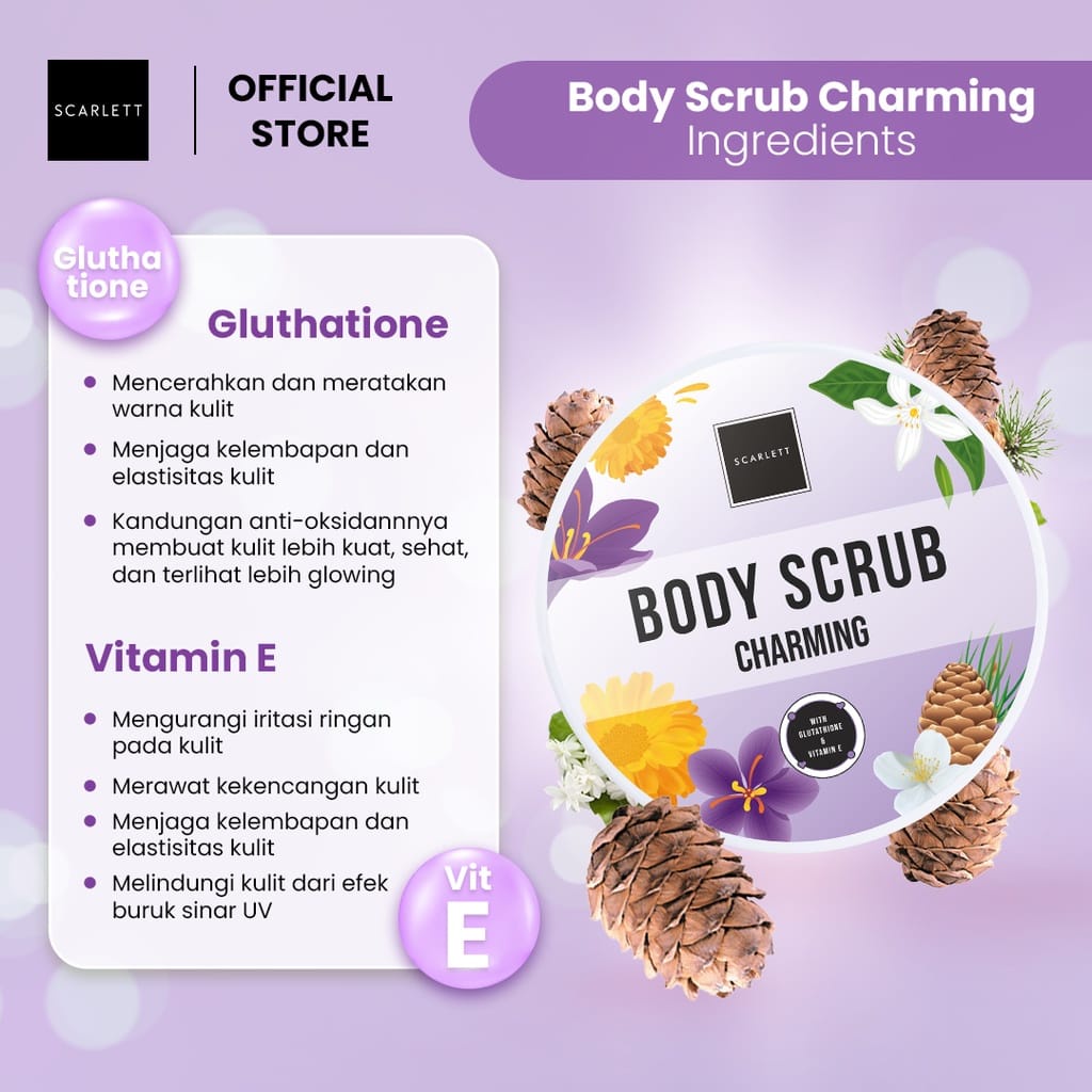 Scarlett Whitening Charming SERIES | Body Lotion - Body Cream- Body Serum - Body Scrub - Shower Scrub