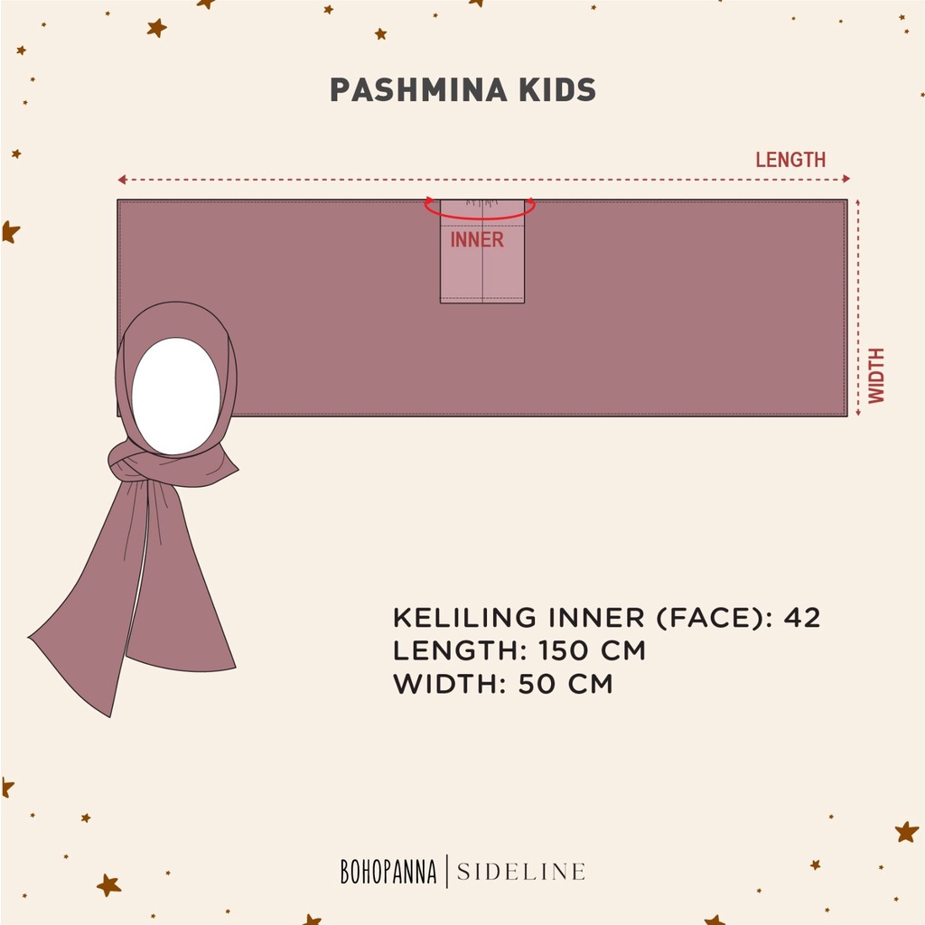 BOHOPANNA X SIDELINE PASHMINA KIDS - PASHMINA ANAK