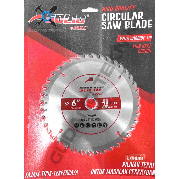 (SILVER) Mata Pisau Kayu Circular Saw TIPIS 20mm SILVER TCT 6&quot; 24T 40T SOLID / Circular Saw Blade 6 x 24T 6 x 40T Mata Gergaji Circle 6 Inch 24T 40T SOLID