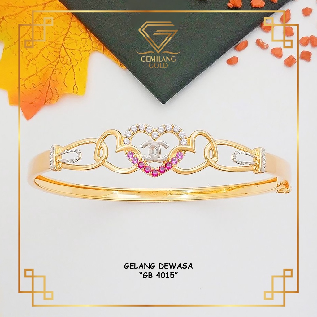 BEST SELLER GELANG EMAS ASLI GELANG BANGKOK KADAR 375 (8K) LOVE STORY GLAMOUR FASHION TERLARIS GEMIL